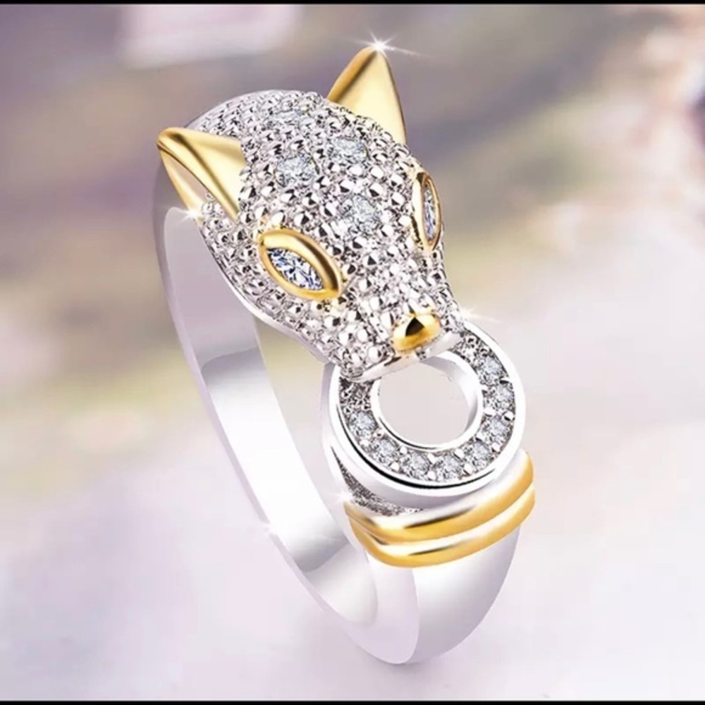 Silver Leopard Rhinestone Ring - Picture 2 of 3